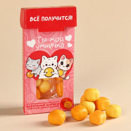 Вафельные шарики в глазури Ты моя умничка вкус: дыня- банан, 50 г.