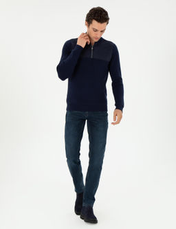 Темно-синий зауженный свитер - Cacharel фото 4