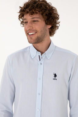 Erkek A__k Mavi Uzun Kollu G_mlek Sepette S_rpriz _ndirim - U.s. polo assn фото 2