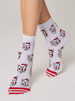 Цена за 2 пары. Носки новогодние светло-серый