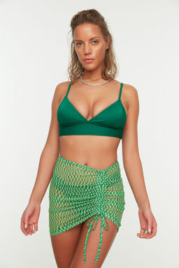 Yesil Geometrik Desenli Mini Orme Buzgulu Mesh Plaj Pareo TBESS22PR0001 - Trendyolmilla фото 5