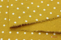 Теплый хлопок Мелкий горох-2 на горчичном, ш.1.48м, хлопок-100%, 150гр/м.кв - Купава фото 5