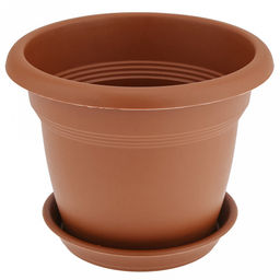 Кашпо для цветов пластмассовое Классика 2л, д18см, h15см, с поддоном, полипропилен, терракотовый (Россия)