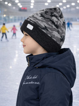 Шапка вязаная камуфляж серый