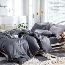 КПБ Mency однотонный с вышивкой MENO002 Семейный