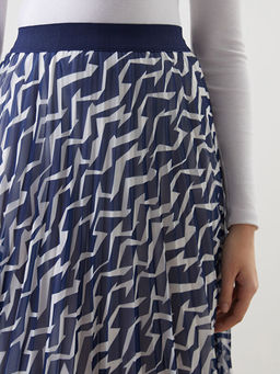 Beli Lastikli Desenli ?ifon Kad?n Pileli Etek