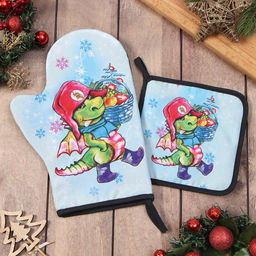 Набор кух. Зимняя прогулка: варежка 20х28 см, прихватка 17х17 см, 35% хл, 65% пэ, ватин 25