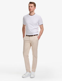 Beyaz Slim Fit %100 Pamuk Bisiklet Yaka Ti__rt