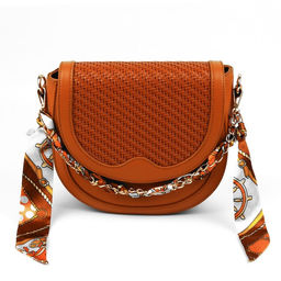 Цена за 2 шт. Цепочка с платком для сумки, с карабинами, 9 14 мм, 40 см, цвет коричневый/золотой - Арт узор фото 3