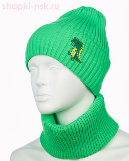 17-40-L Комплект для мальчика флис (колпак+снуд) (48-50)