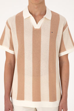 Erkek Comfort Fit Ka__k Yaka Camel _rg_l_ Ti__rt Sepette S_rpriz _ndirim - U.s. polo assn фото 6