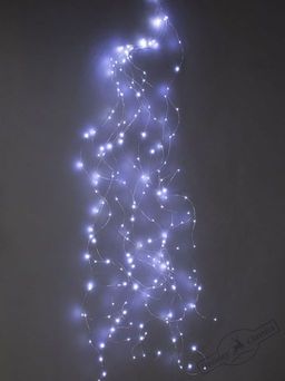 Электрогирлянда "Хвост кометы" 500 синих мини-LED огней, серебряный провод, 10 нитей, с адаптером DC5V-1A, 5 м
