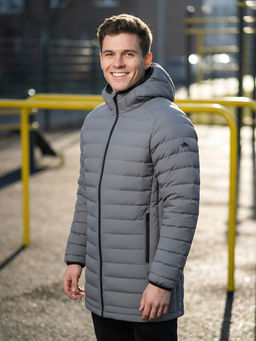 Куртка мужская удлинённая стёганая с капюшоном и графеновой подкладкой утеплитель тинсулейт - Valianly фото 58