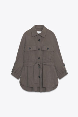 ROLL-UP SLEEVE SHIRT WITH BELT - Zara фото 6