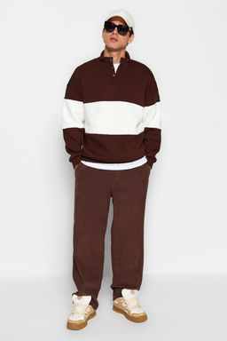 TRENDYOL MAN Siyah Oversize/Genis Kesim C?tc?tl? Renk Ici Polar Pamuklu Sweatshirt TMNAW24SW00160 - Trendyolmilla фото 9