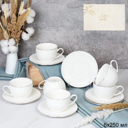Чайный набор 12 предметов 220 мл / ZSW006-12G /уп 8/ Вертикаль костяной