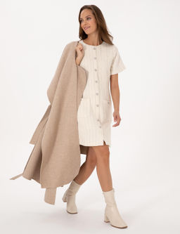 Ekru Regular Fit Dokuma Elbise