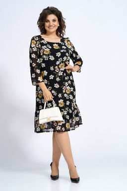 Платье ALANI 2148 бело-желтые цветы на черном