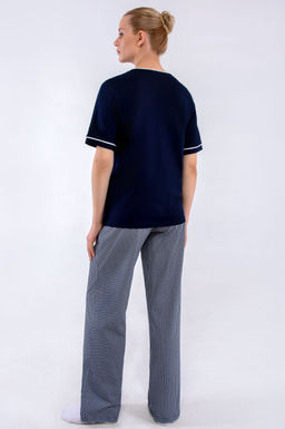 Арт. 10101 Пижама с брюками 44-54 (6 шт) Цвет:верх-темно-синий,низ бело-синий - Калинка фото 4