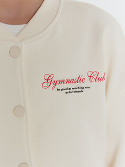 Бомбер для девочек кремовый с надписью gymnastic club - Mark formelle фото 5