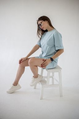 102/251 Костюм женский c шортами, светло-голубой - Knitka wear фото 5