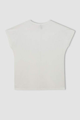 Футболка с коротким рукавом с круглым вырезом и принтом - Defacto фото 8