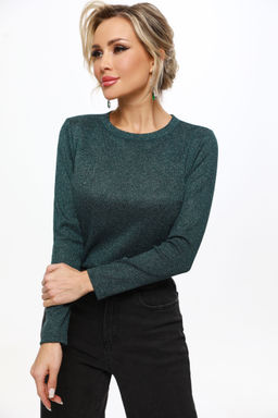 Лонгслив с люрексом темно-зеленый - Dstrend фото 4