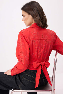 K?rm?z? Vatkal? Fisto Arkadan Baglamal? Gomlek TWOSS26GO00114