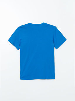 Bisiklet Yaka K?sa Kollu Bask?l? Penye Erkek Ti??rt