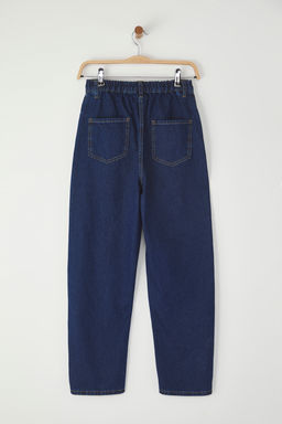 Koyu Lacivert Erkek Cocuk Balon Fit %100 Pamuk Lastikli Denim Jean Pantolon TKDSS25JE00002 - Trendyolmilla фото 6