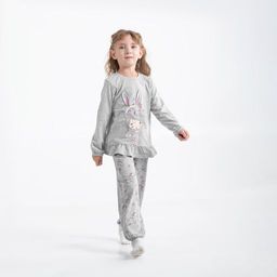 CRB wear/CSKG 50036-11 Комплект для девочки (джемпер, брюки), светло-серый меланж/Ex.Cherubino