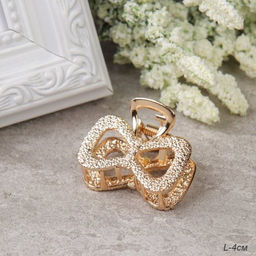 Крабик для волос 4 см Бант / NK-3 /уп 12/металл/золото