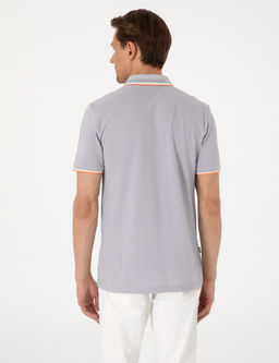 A__k Gri Slim Fit %100 Pamuk Polo Yaka Ti__rt