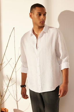 TRENDYOL MAN Premium Gri %100 Keten Regular Fit Gomlek TMNSS24GO00058 - Trendyolmilla фото 3