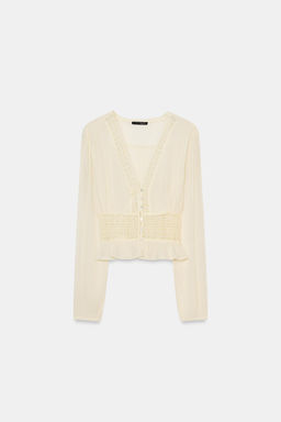LACE GAUZE SHIRT - Zara фото 16