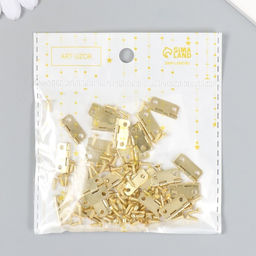Цена за 2 шт. Петля для шкатулки металл с закругленными углами золото + саморезы набор 25 шт 1,6х1,3 см