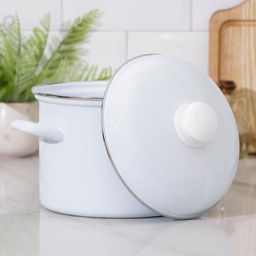 Кастрюля эмалированная, 4.5 л, d=22.5 см, индукция, цилиндрическая, белая