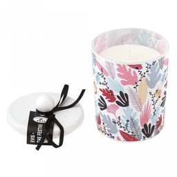 Свеча "Тропический микс" д7,6см, h9см, ароматизированная, парафин, в стеклянном стакане с гипсовой крышкой, время горения 32ч (Россия)