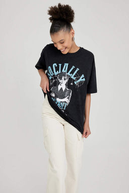 Футболка оверсайз Cool Wednesday с короткими рукавами из 100% хлопка, стираная с эффектом потертости