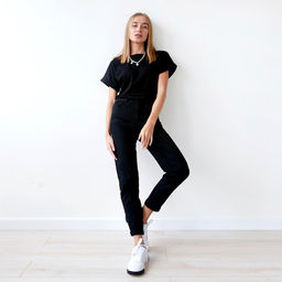 Футболка женская MIST basic, размер 40-42, чёрная