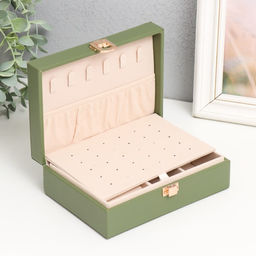 Шкатулка для украшений «Матовая гладь. Прямоугольная», искусственная кожа, с замком, зелёная, 16×11.5×5.5 см