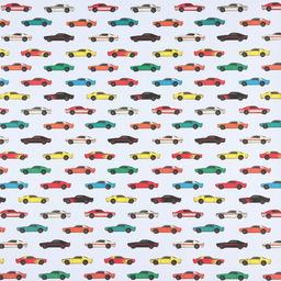 Цена за 10 шт. Бумага упаковочная крафтовая белая «Гоночные машинки», 50 x 70 см