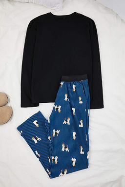 Siyah Regular Animal Homewear Pijama Tak_m_ TMNAW26PT00063