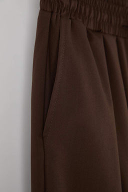 Koyu Kahverengi Salvar Kal?p Beli Lastikli Dokuma Pantolon TWOAW26PL00156 - Trendyolmilla фото 7