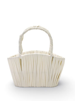 Корзина плетёная для хранения, 16×19×10 см, ручка h=6 см, пластиковая, белая, Greengo