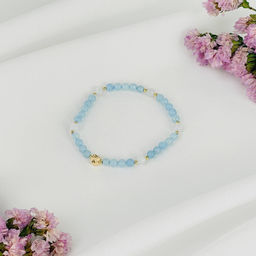 Браслет детский из Аквамарина и Лунного камня со вставкой сердце