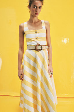 VESTIDO MIDI RAYAS CINTUR?N / Estampado - Zara фото 3