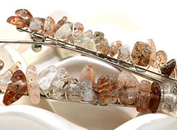 Заколка для волос с натуральным рутиловым кварцем 6,5*0,8*1,3см