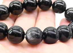 Обсидиан браслет шарик 14мм