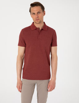 Nar Slim Fit _rme Dokulu Polo Yaka Ti__rt